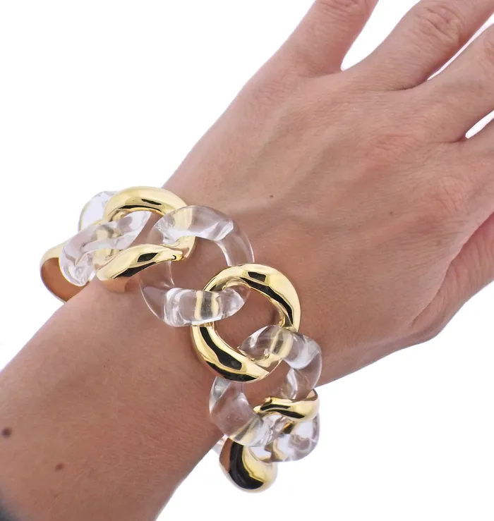 Seaman Schepps Crystal Gold Large Link Bracelet Seaman Schepps Bracelets