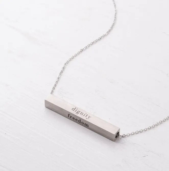 Silver Dignity Freedom Bar Necklace Create careers for exploited girls women Starfish Project Necklaces Silver Dignity Freedom Bar Necklace Create careers for exploited girls women Starfish Project Necklaces