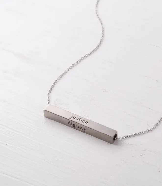 Silver Dignity Freedom Bar Necklace Create careers for exploited girls women Starfish Project Necklaces