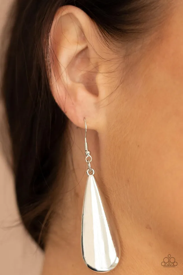 The Drop Off Silver Earrings Jewelry by Bretta Paparazzi Accessories Earrings