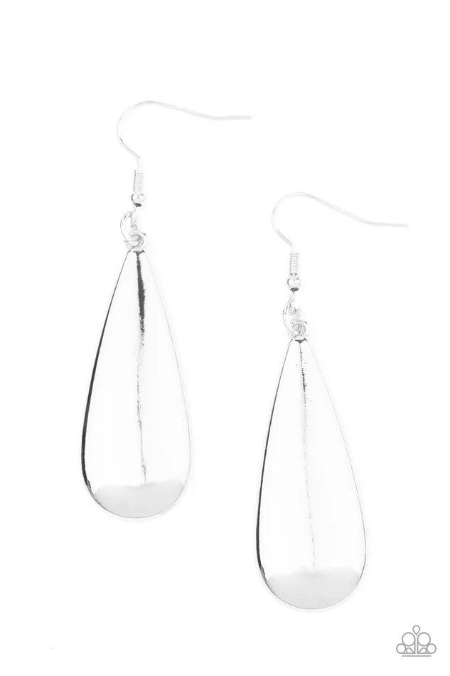 The Drop Off Silver Earrings Jewelry by Bretta Paparazzi Accessories Earrings