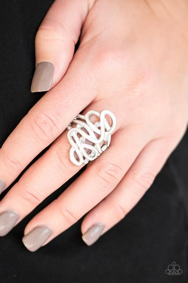 The RunAround White Ring Jewelry by Bretta Paparazzi Accessories Rings