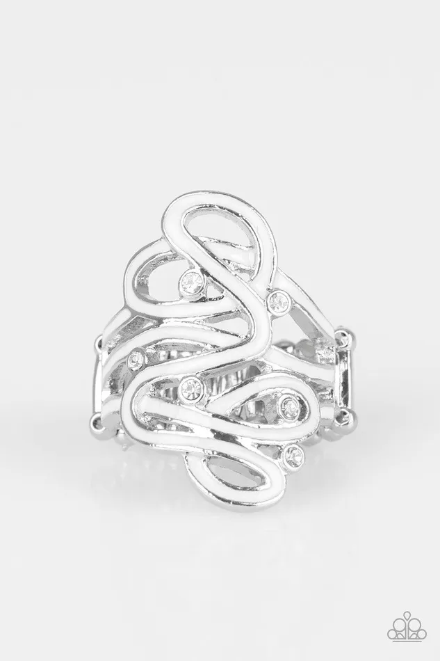 The RunAround White Ring Jewelry by Bretta Paparazzi Accessories Rings