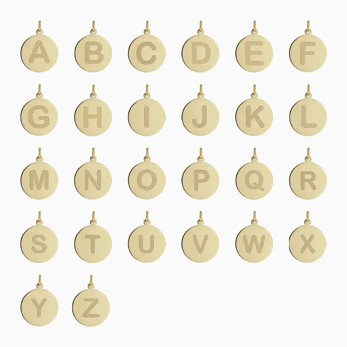 Triple 12 inch 14k Gold Etched Initial Disc Charm Necklace Engravable Sandy Steven Engravers Necklaces