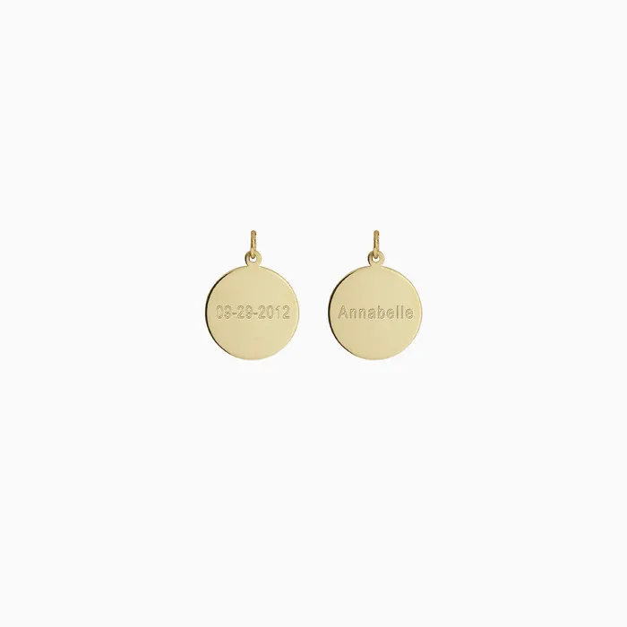 Triple 12 inch 14k Gold Etched Initial Disc Charm Necklace Engravable Sandy Steven Engravers Necklaces