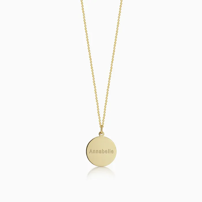 Triple 12 inch 14k Gold Etched Initial Disc Charm Necklace Engravable Sandy Steven Engravers Necklaces