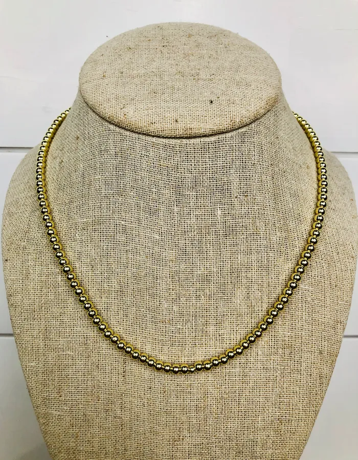 Turquoise Door Tomball GOLD 4MM BEAD NECKLACE Necklaces