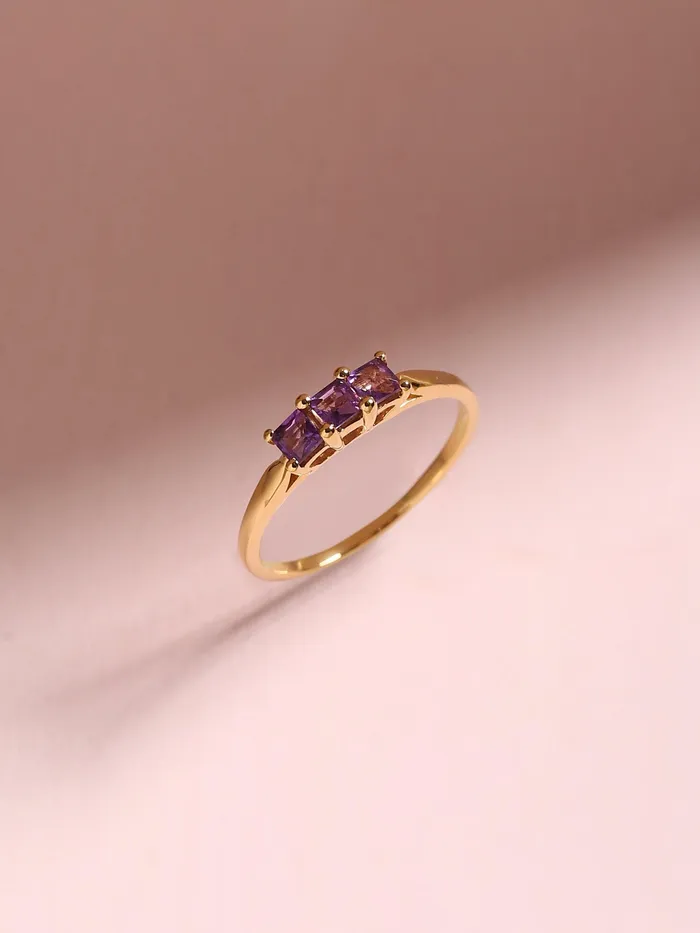 045 Ct Amethyst Solid 10k Yellow Gold Band Ring Jewelry YoTreasure Rings