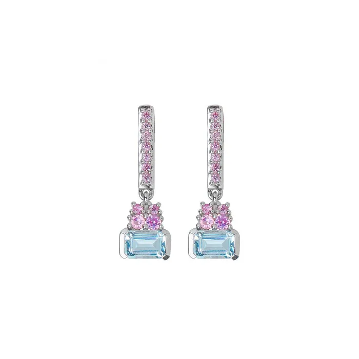 131 Ct Aquamarine Pink Sapphire Solid 14k White Gold Drop Earring YoTreasure Earrings 131 Ct Aquamarine Pink Sapphire Solid 14k White Gold Drop Earring YoTreasure Earrings