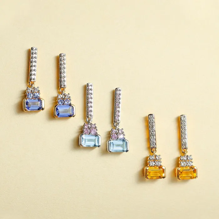 131 Ct Aquamarine Pink Sapphire Solid 14k White Gold Drop Earring YoTreasure Earrings 131 Ct Aquamarine Pink Sapphire Solid 14k White Gold Drop Earring YoTreasure Earrings