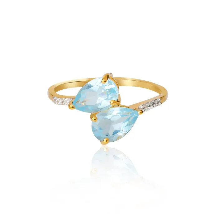 166 Ct Sky Blue Topaz White Sapphire 10kt Yellow Gold Ring Jewelry YoTreasure Rings 166 Ct Sky Blue Topaz White Sapphire 10kt Yellow Gold Ring Jewelry YoTreasure Rings