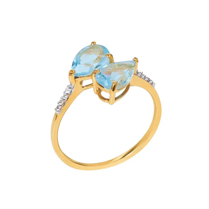 166 Ct Sky Blue Topaz White Sapphire 10kt Yellow Gold Ring Jewelry YoTreasure Rings 166 Ct Sky Blue Topaz White Sapphire 10kt Yellow Gold Ring Jewelry YoTreasure Rings