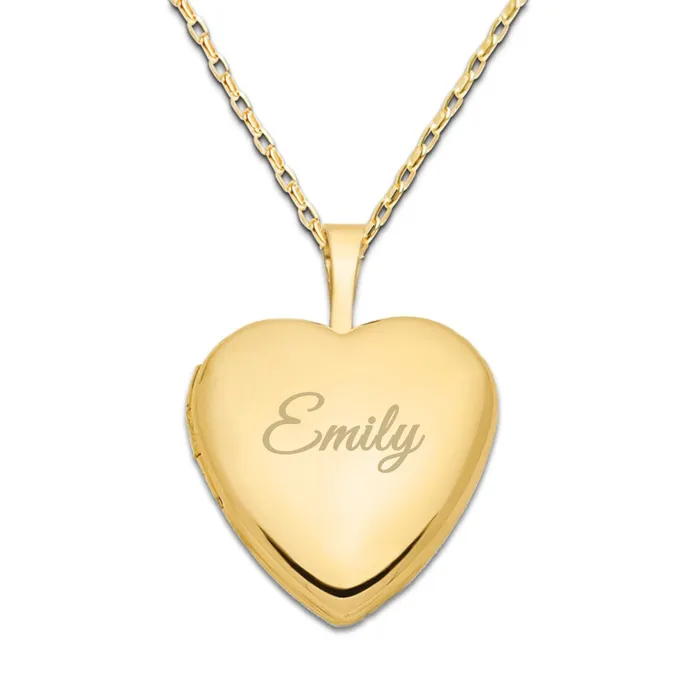 14K GoldPlated Childrens Personalized Heart Locket Necklace Cherished Moments Necklaces