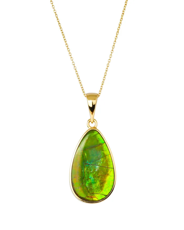 14K Gold Vermeil Over 925 Silver 1196 Cts Ammolite Gemstone Necklace YoTreasure Necklaces 14K Gold Vermeil Over 925 Silver 1196 Cts Ammolite Gemstone Necklace YoTreasure Necklaces