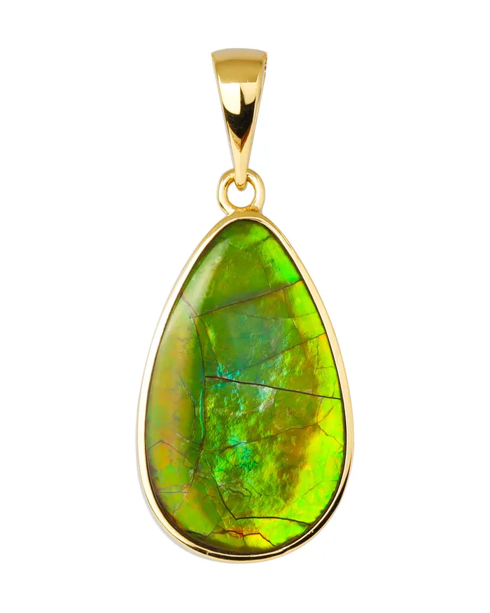 14K Gold Vermeil Over 925 Silver 1196 Cts Ammolite Gemstone Necklace YoTreasure Necklaces
