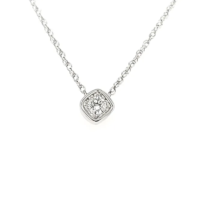 14k White Gold Diamond Solitaire Necklace I7285 First Class Co Necklaces