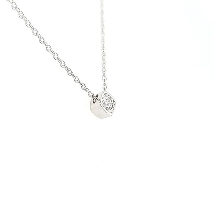 14k White Gold Diamond Solitaire Necklace I7285 First Class Co Necklaces