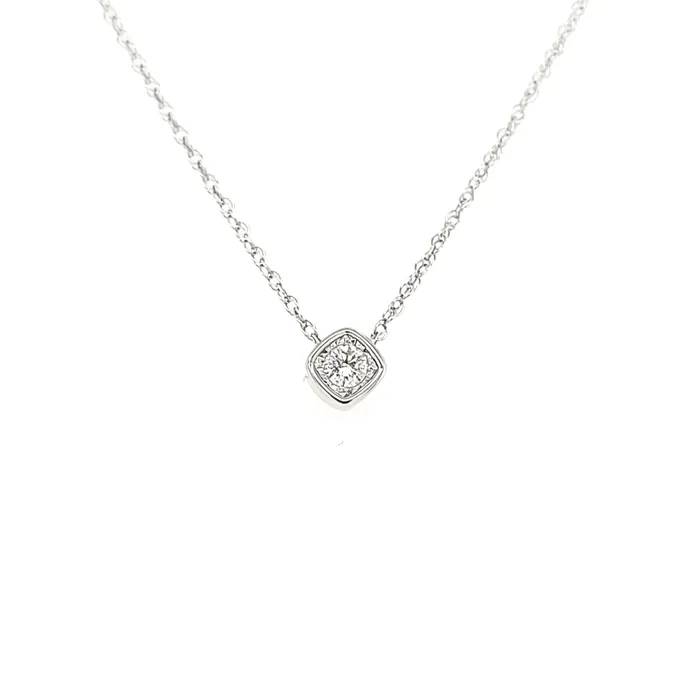 14k White Gold Diamond Solitaire Necklace I7285 First Class Co Necklaces