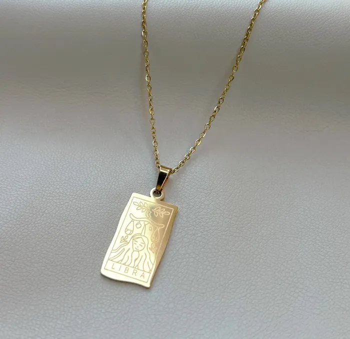 18K DAINTY ZODIAC PENDANT NECKLACE LIBRA MAI DSIRE Necklaces