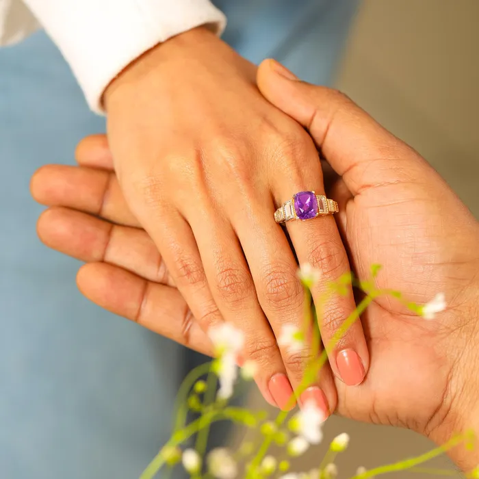 339 Ct Amethyst White Topaz 14K Yellow Gold Engagement Ring YoTreasure Rings 339 Ct Amethyst White Topaz 14K Yellow Gold Engagement Ring YoTreasure Rings