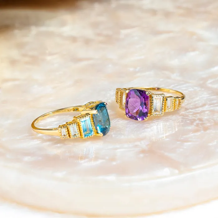 339 Ct Amethyst White Topaz 14K Yellow Gold Engagement Ring YoTreasure Rings 339 Ct Amethyst White Topaz 14K Yellow Gold Engagement Ring YoTreasure Rings
