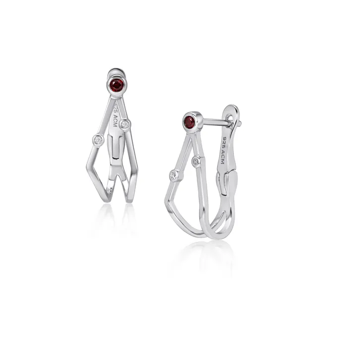 acemijewelry Earrings Zodiax Capricorn Garnett Hoop