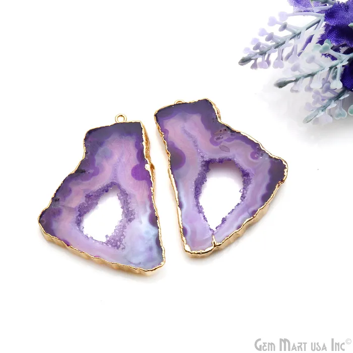 Agate Slice 30x47mm Organic Gold Electroplated Gemstone Earring Connector 1 Pair GemMartUSA Earrings Agate Slice 30x47mm Organic Gold Electroplated Gemstone Earring Connector 1 Pair GemMartUSA Earrings