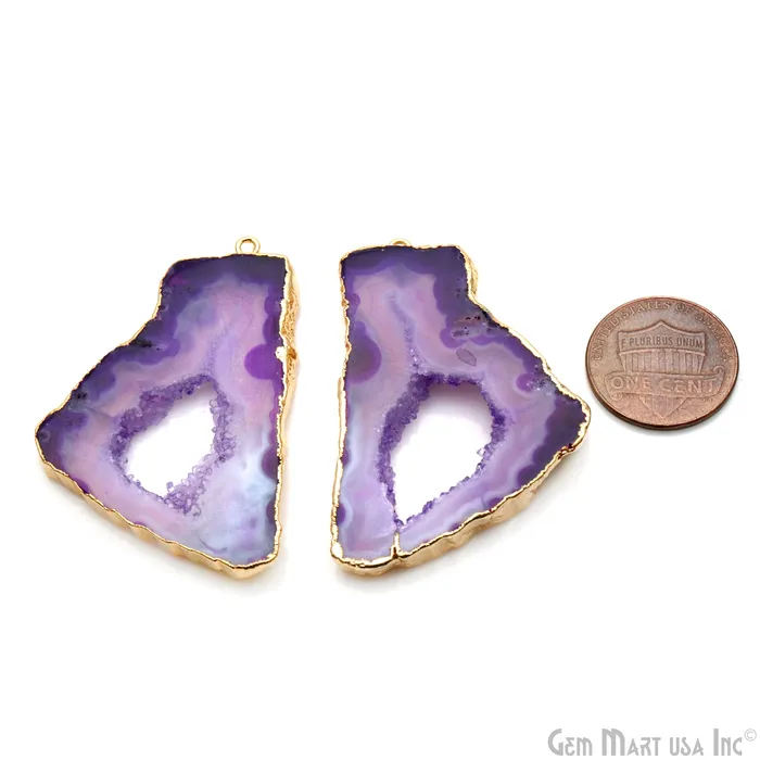 Agate Slice 30x47mm Organic Gold Electroplated Gemstone Earring Connector 1 Pair GemMartUSA Earrings Agate Slice 30x47mm Organic Gold Electroplated Gemstone Earring Connector 1 Pair GemMartUSA Earrings