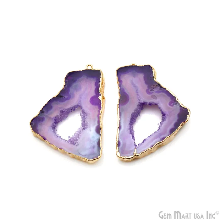 Agate Slice 30x47mm Organic Gold Electroplated Gemstone Earring Connector 1 Pair GemMartUSA Earrings Agate Slice 30x47mm Organic Gold Electroplated Gemstone Earring Connector 1 Pair GemMartUSA Earrings