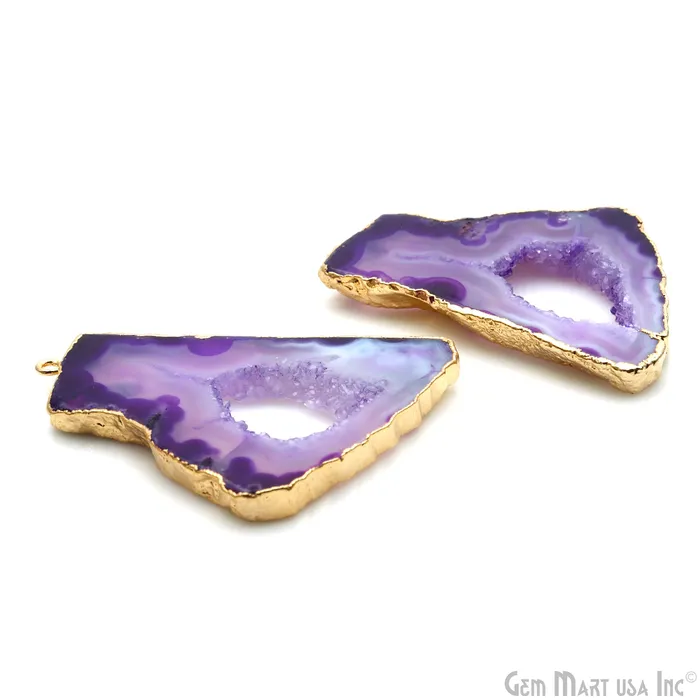 Agate Slice 30x47mm Organic Gold Electroplated Gemstone Earring Connector 1 Pair GemMartUSA Earrings Agate Slice 30x47mm Organic Gold Electroplated Gemstone Earring Connector 1 Pair GemMartUSA Earrings