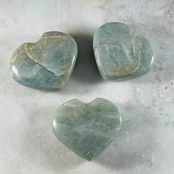 Aquamarine Heart Palm Stone Sarah Belle Necklaces