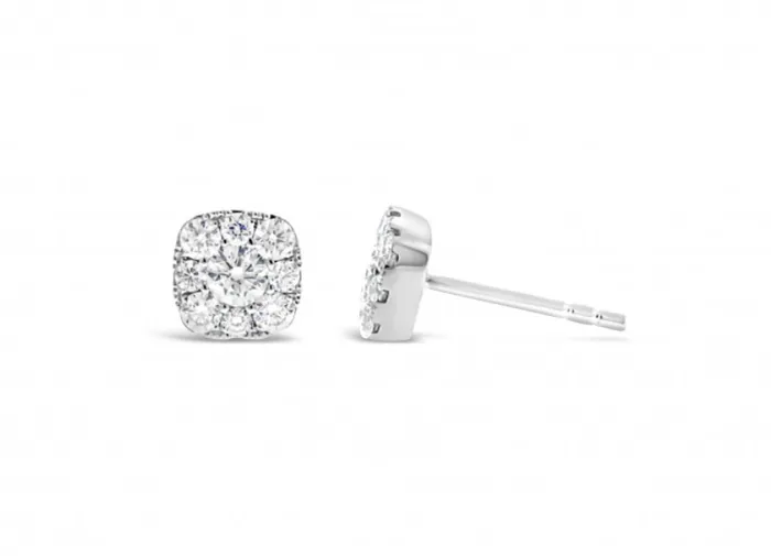 Armand Jacoby Earrings 14k White Gold Diamond Cluster Stud Earrings I7105 Armand Jacoby Earrings 14k White Gold Diamond Cluster Stud Earrings I7105