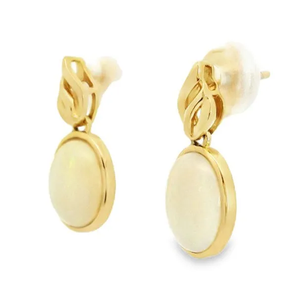 Australian Light Opal 205 Carat Earrings Set in 14 Karat Yellow Gold Australian Opal Cutters Earrings Australian Light Opal 205 Carat Earrings Set in 14 Karat Yellow Gold Australian Opal Cutters Earrings