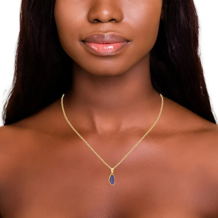 Australian Opal Cutters PreStyled Sets Australian Opal Doublet Pendant set in 14K Yellow Gold Australian Opal Cutters PreStyled Sets Australian Opal Doublet Pendant set in 14K Yellow Gold