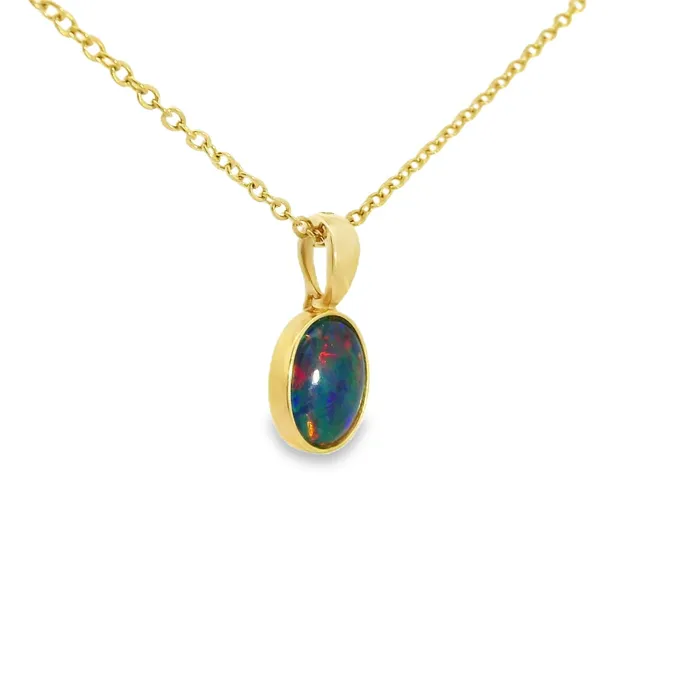 Australian Opal Triplet Pendant set in 14K Yellow Gold Australian Opal Cutters PreStyled Sets