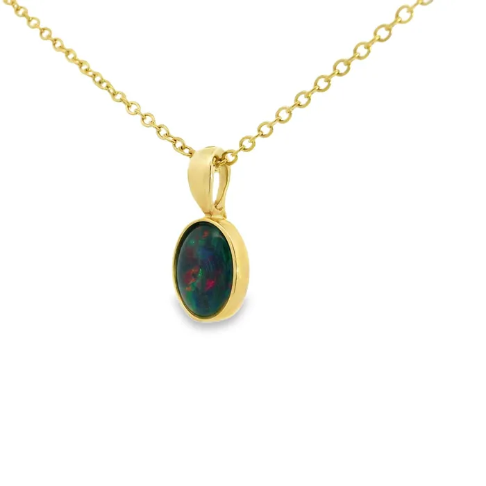 Australian Opal Triplet Pendant set in 14K Yellow Gold Australian Opal Cutters PreStyled Sets