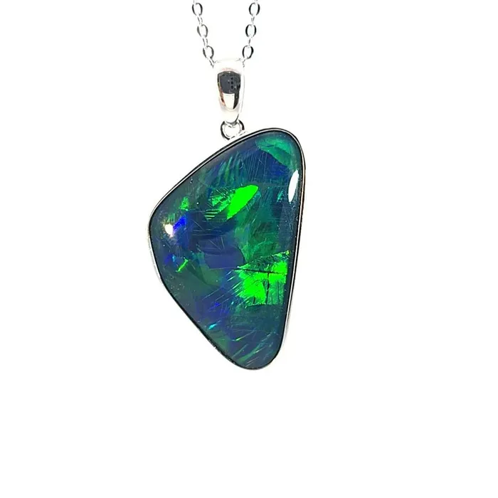 Australian Opal Triplet Pendant Set in Sterling Silver Australian Opal Cutters Necklaces