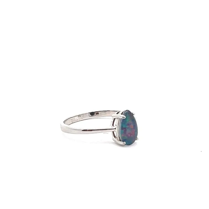 Australian Triplet Opal 10 x 5 mm Ring Set in Sterling Silver Australian Opal Cutters Rings Australian Triplet Opal 10 x 5 mm Ring Set in Sterling Silver Australian Opal Cutters Rings