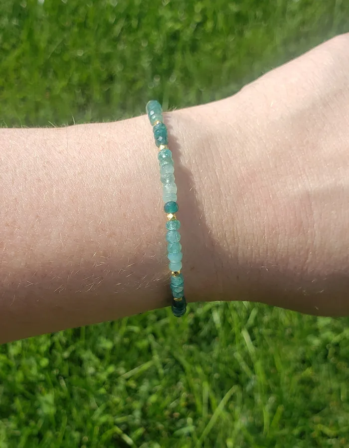 AVF Bracelets AVF Grandidierite Gold Beaded Bracelet SI3655