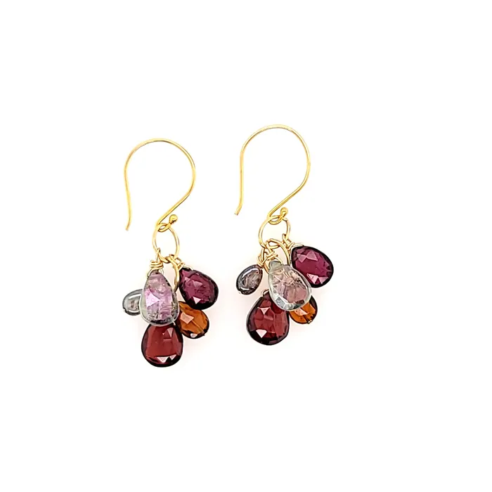 AVF Earrings AVF Gold Garnet Spinel Topaz Tahitian Pearl Tourmaline Cluster Earrings SI2905 AVF Earrings AVF Gold Garnet Spinel Topaz Tahitian Pearl Tourmaline Cluster Earrings SI2905