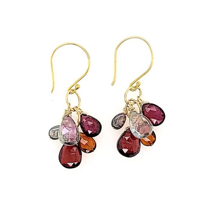 AVF Earrings AVF Gold Garnet Spinel Topaz Tahitian Pearl Tourmaline Cluster Earrings SI2905 AVF Earrings AVF Gold Garnet Spinel Topaz Tahitian Pearl Tourmaline Cluster Earrings SI2905