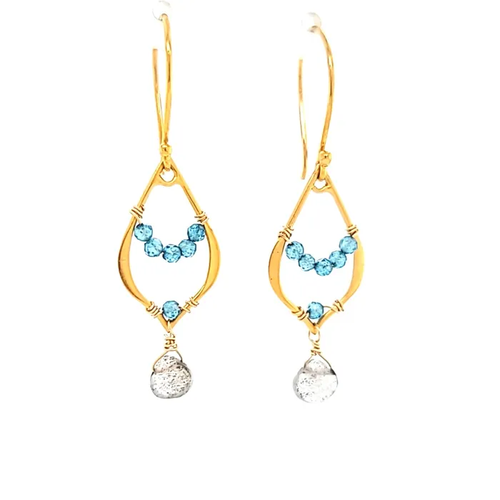 AVF Gold Blue Quartz Labradorite Drop Earrings SI2902 AVF Earrings