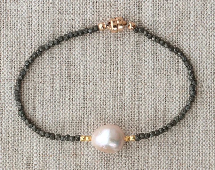 AVF Gold Edison Pearl Oxidized Silver Beaded Bracelet AVF Bracelets