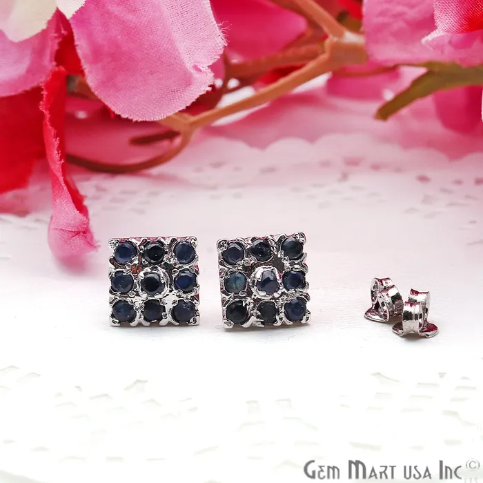 Black Sapphire 10mm Sterling Silver Square Shape Stud Earring GemMartUSA Earrings Black Sapphire 10mm Sterling Silver Square Shape Stud Earring GemMartUSA Earrings