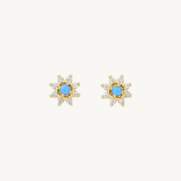 Blue Opal Starburst Sapphire Earrings Camile Stone Earrings