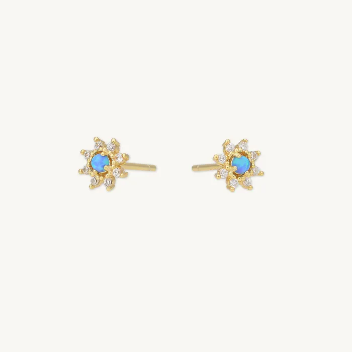 Blue Opal Starburst Sapphire Earrings Camile Stone Earrings