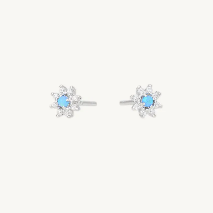 Blue Opal Starburst Sapphire Earrings Camile Stone Earrings