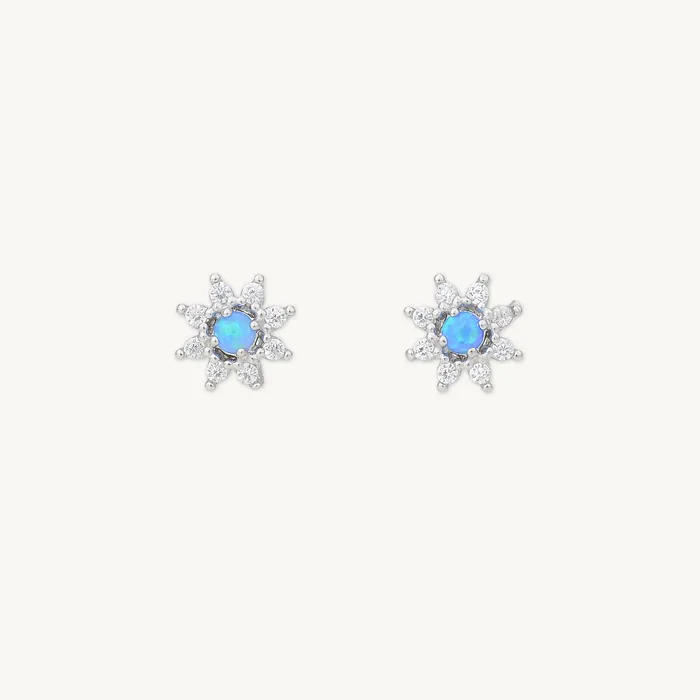 Blue Opal Starburst Sapphire Earrings Camile Stone Earrings