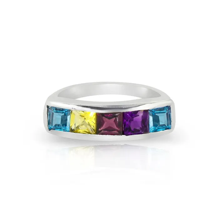 Blue Topaz Multi Gemstone Solid 925 Sterling Silver Eternity Band Ring Jewelry YoTreasure Rings Blue Topaz Multi Gemstone Solid 925 Sterling Silver Eternity Band Ring Jewelry YoTreasure Rings
