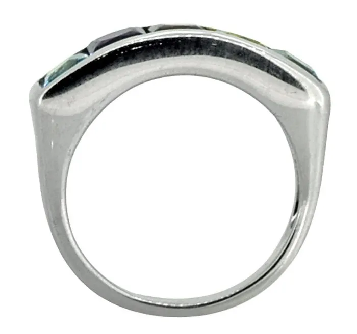 Blue Topaz Multi Gemstone Solid 925 Sterling Silver Eternity Band Ring Jewelry YoTreasure Rings